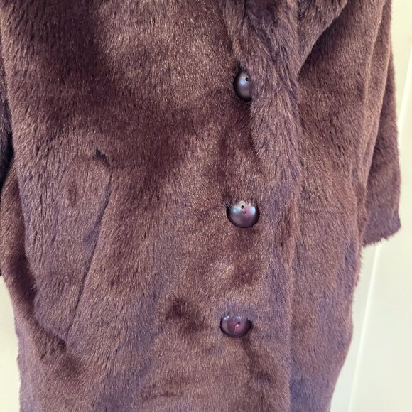 Nordstrom's Hinge Deep Purple/Aubergine Color Faux Fur Coat - Picture 5 of 9